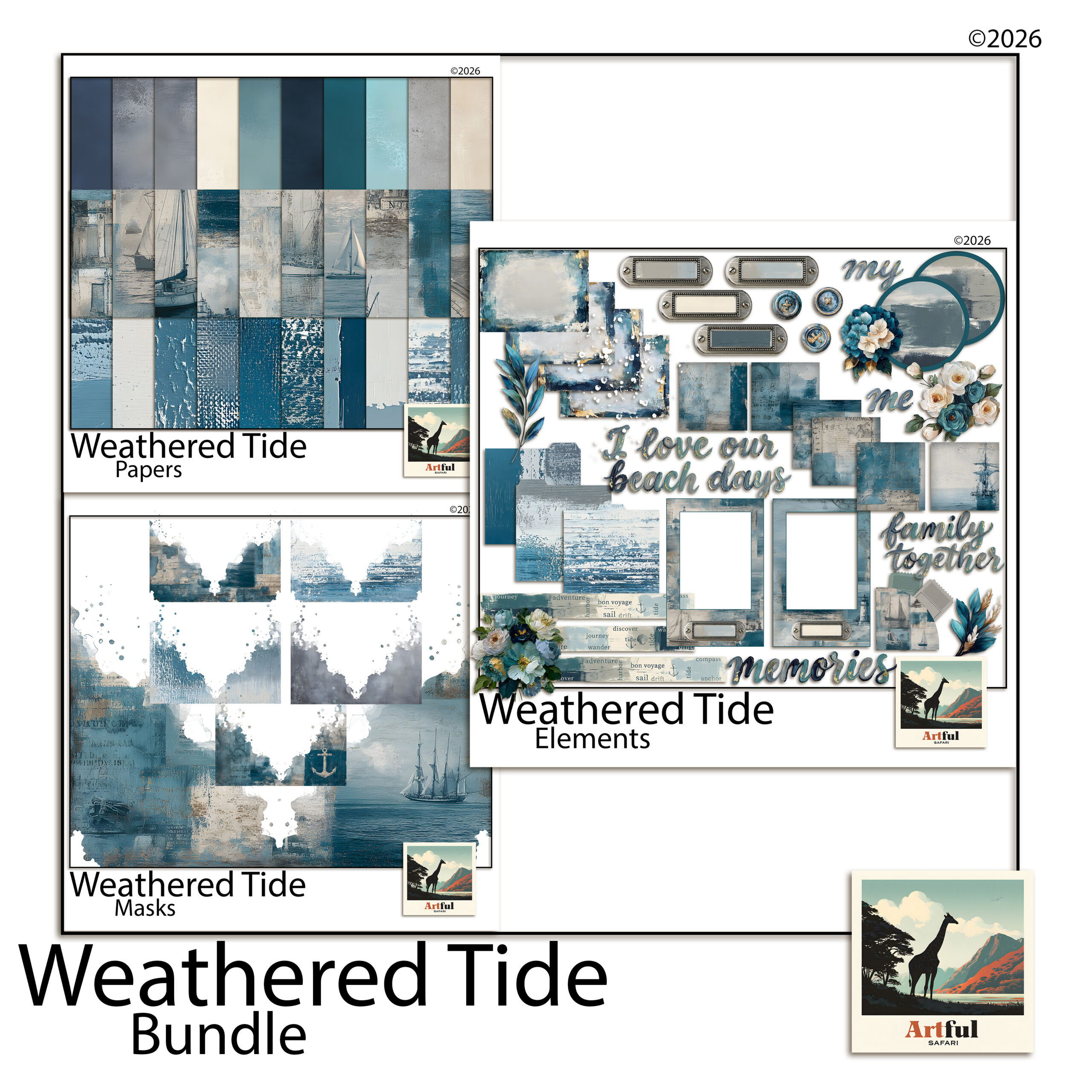 Weathered Tide Digital Scrapbook Bundle