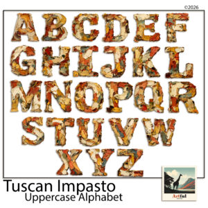 Uppercase alphabet clipart letters arranged into a scrapbook page title