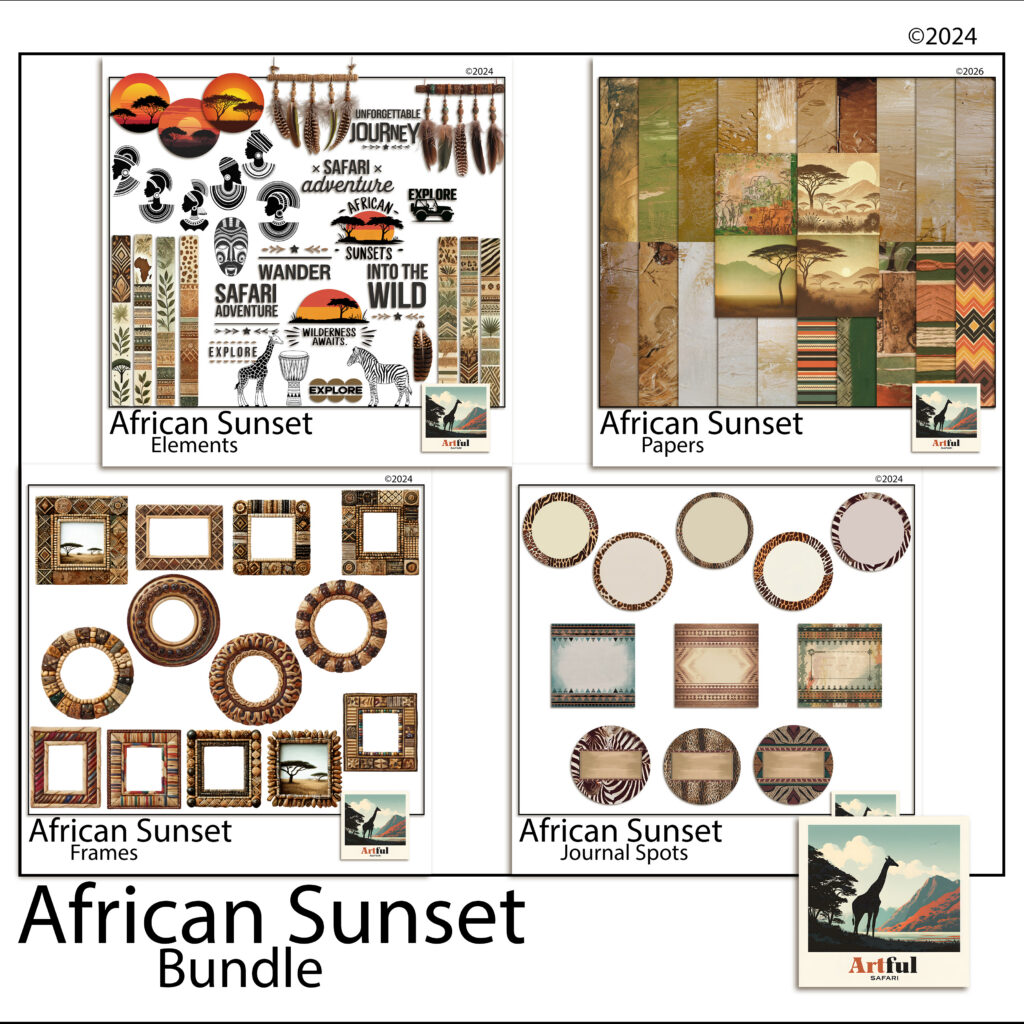 Safari Scrapbook Theme Ideas: 6 Vibrant African Sunset Pages