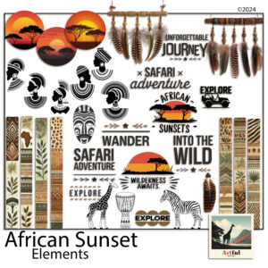 african sunset clipart digital scrapbook kit