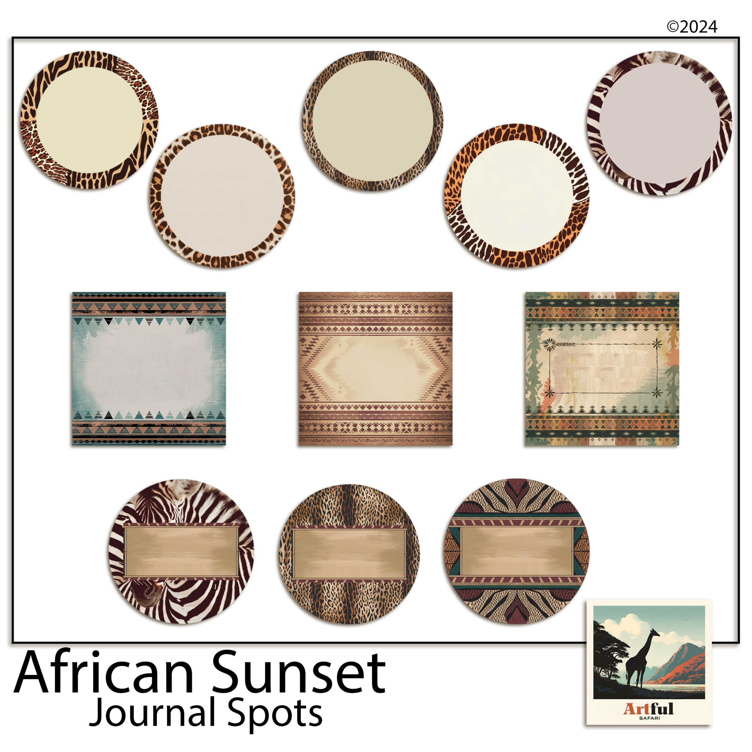 african sunset clipart digital scrapbook kit