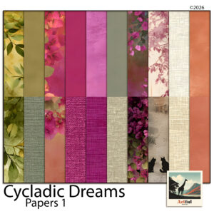 Santorini Greek Island Mediterranean Digital Scrapbook Papers 1