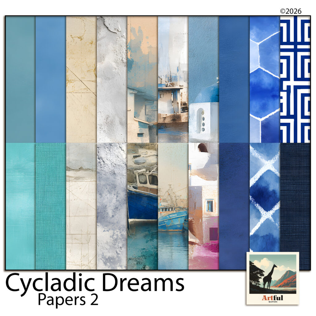 Greek Digital Paper Santorini Blue Domes