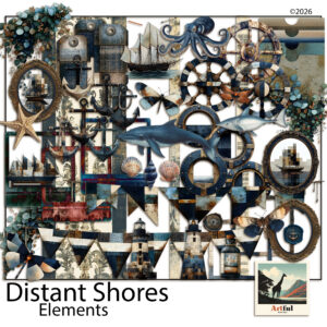 distant shores clipart digital scrapbook kit