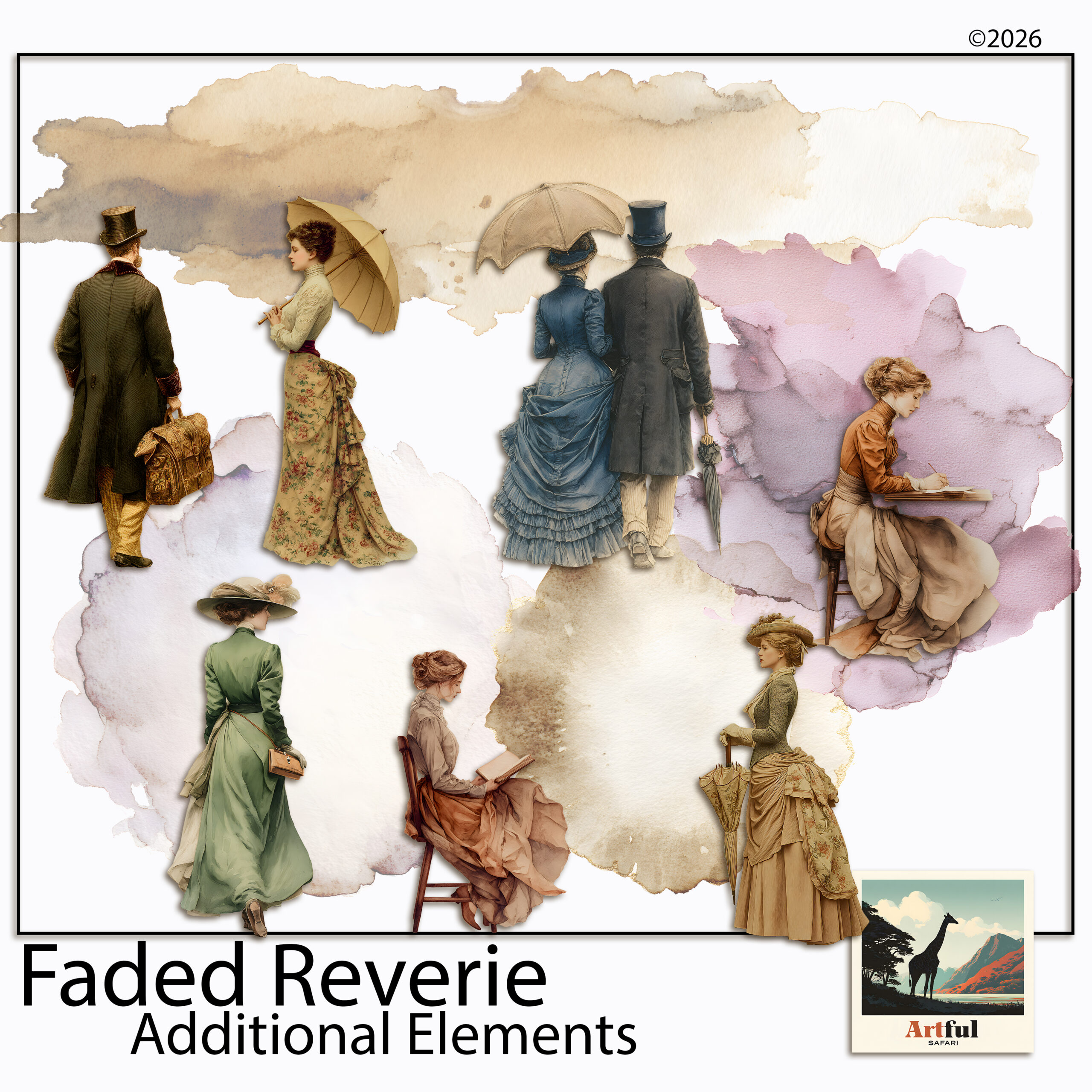 Faded Reverie Digital Scrapbook Elements