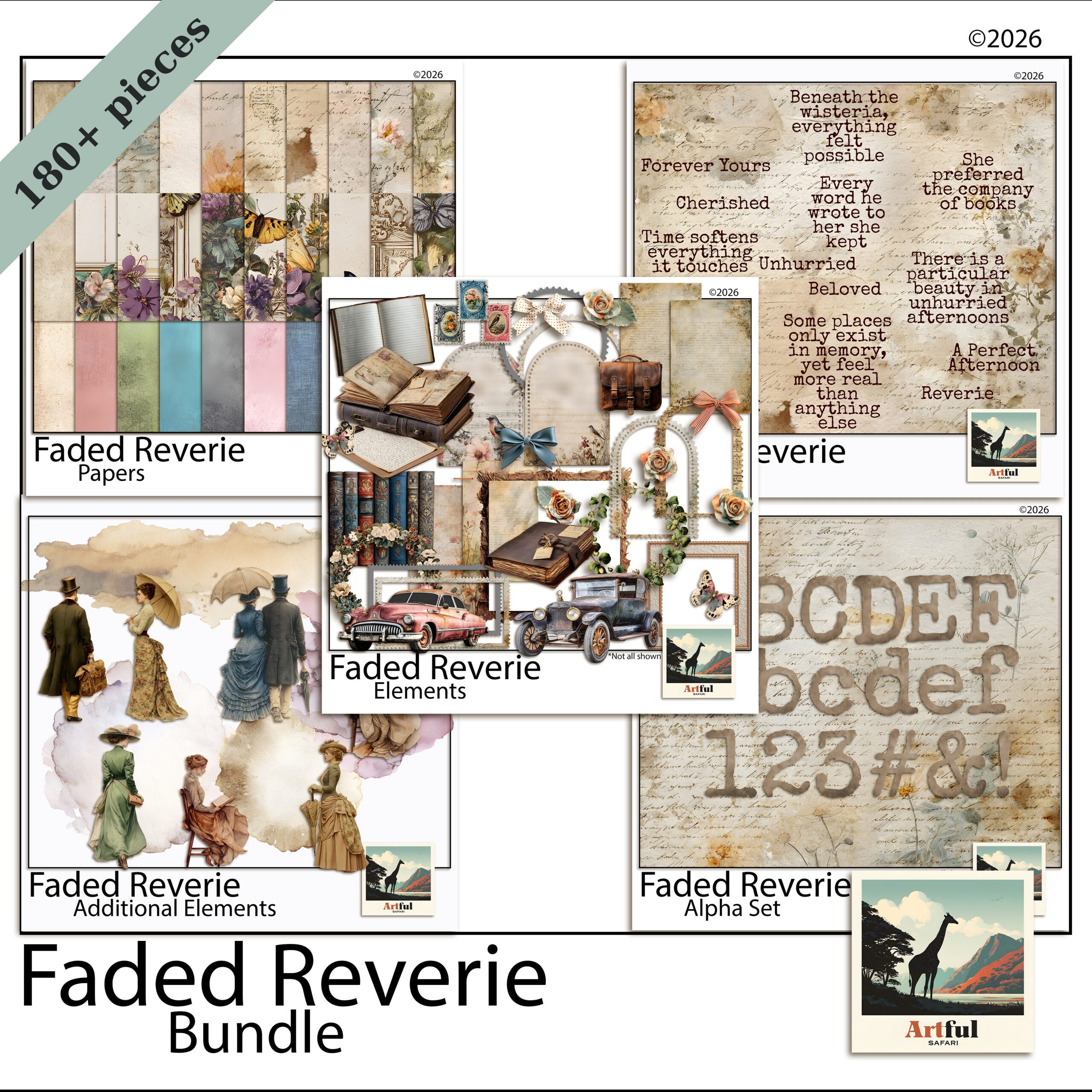 Faded Reverie kit used for digital scrapbooking for beginners