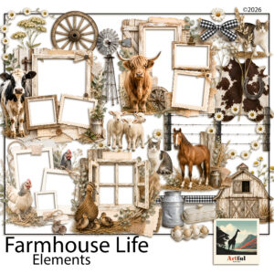 farmhouse life clipart digital scrapbook kit