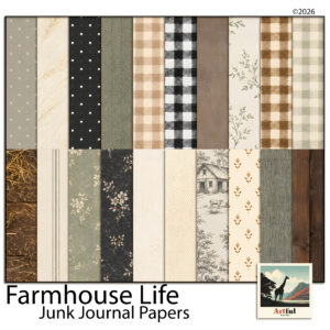 farmhouse life junk journal paper digital scrapbook kit