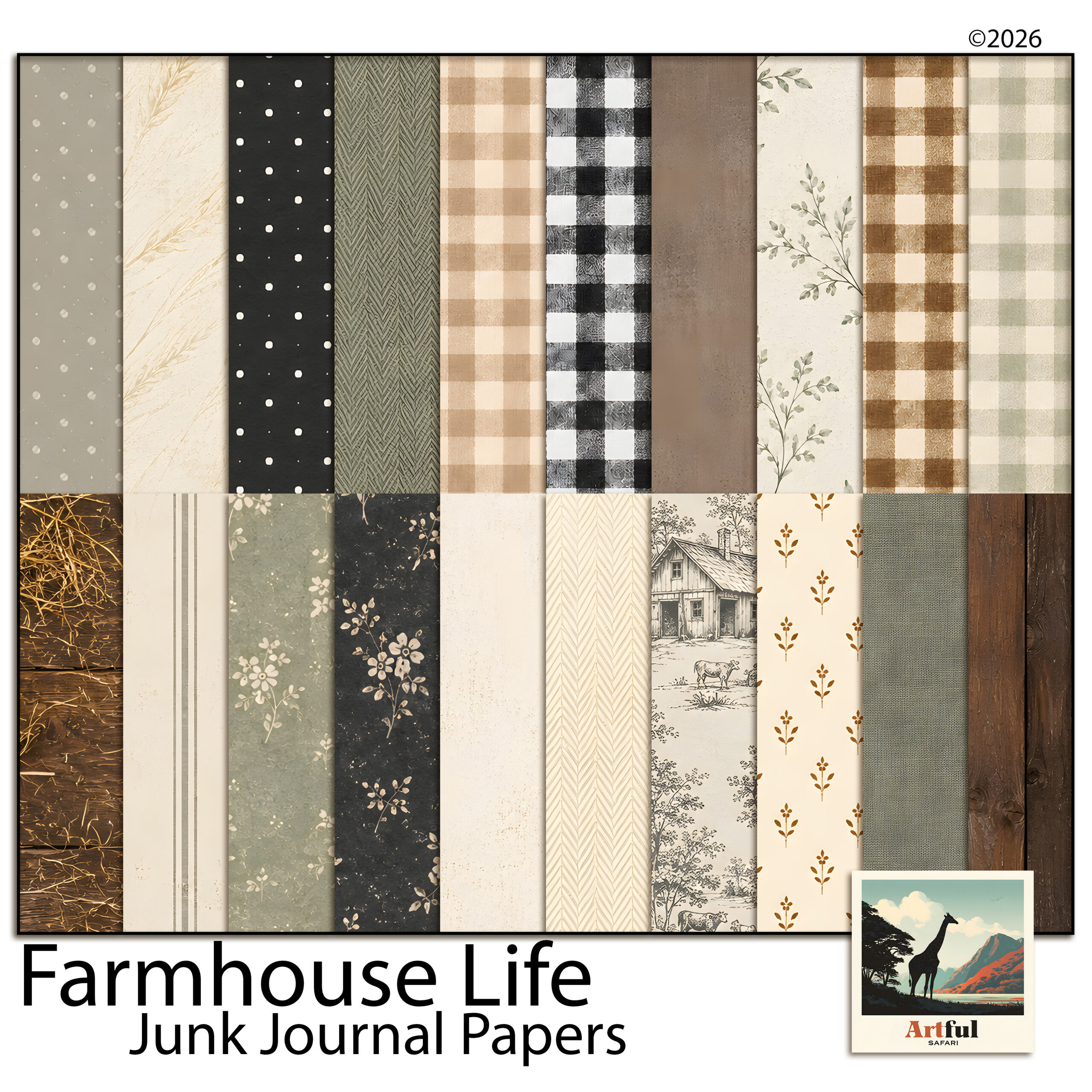 Farmhouse Life junk journal papers ready to print and bind