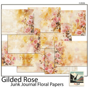 gilded rose digital paper digital scrapbook kit