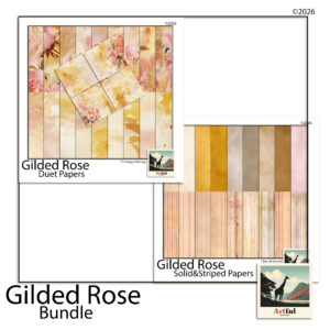 gilded rose bundle digital scrapbook kit