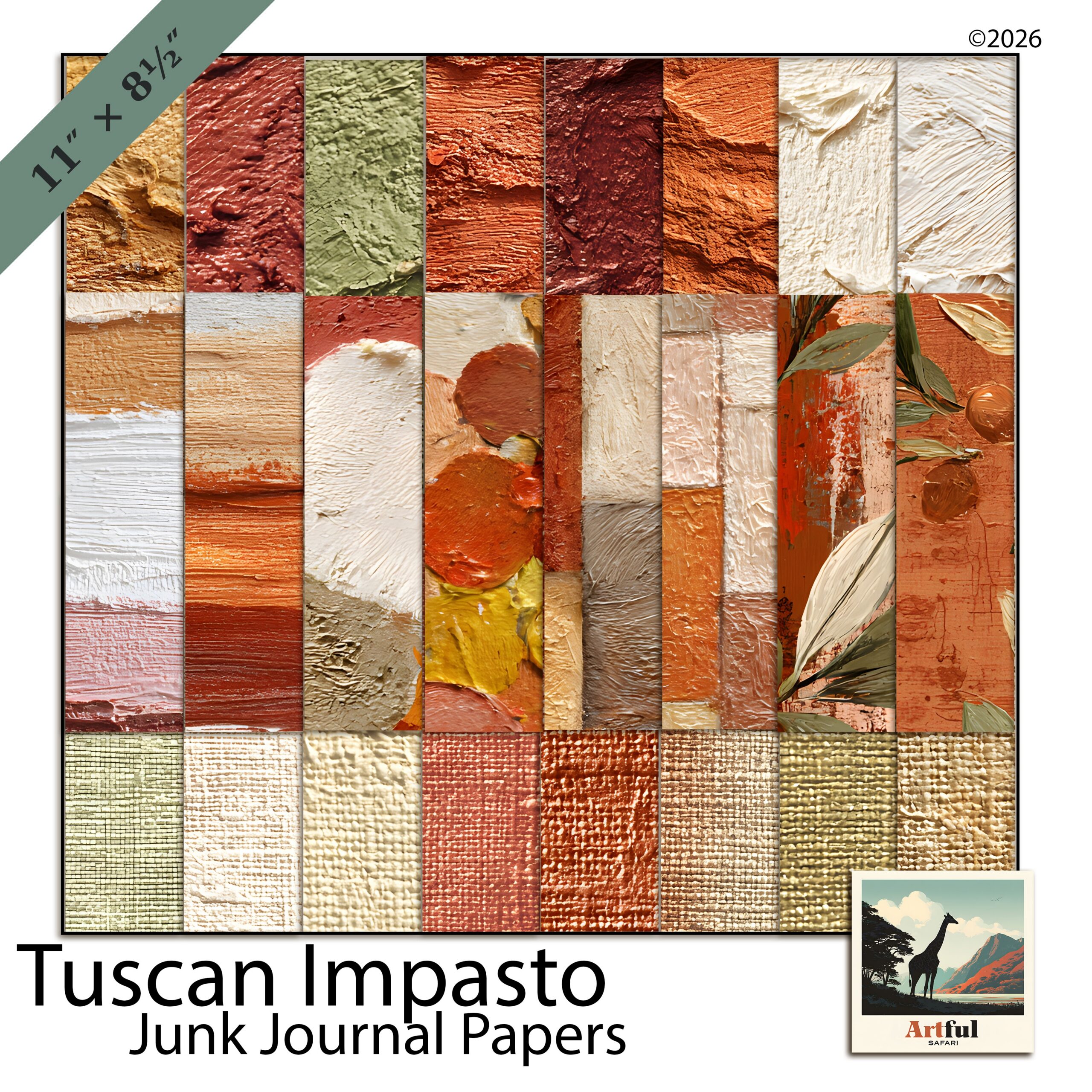 Italian Junk Journal Elements Olive