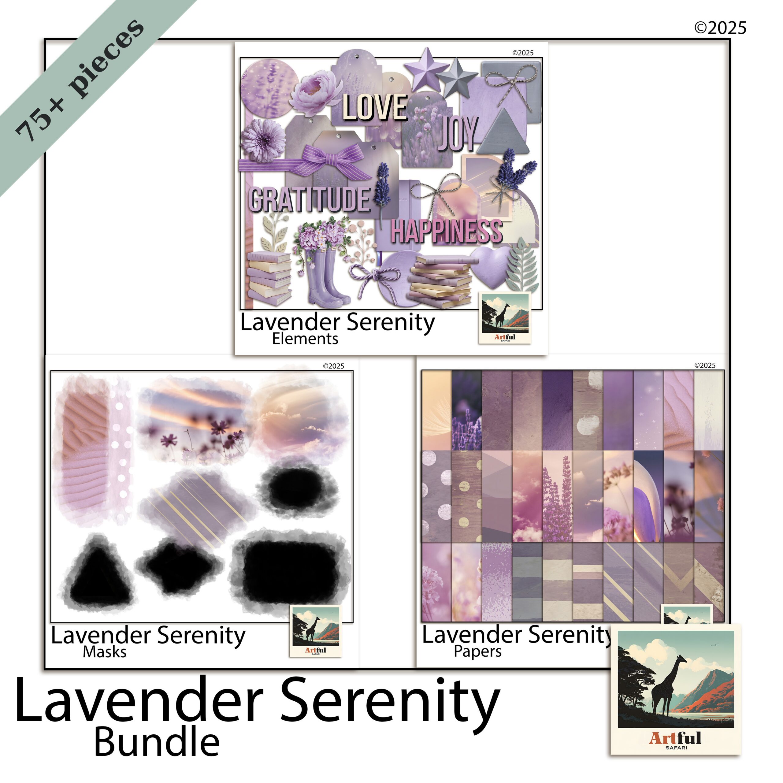 Lavender scrapbooking page kit with soft purple papers and florals