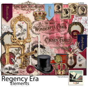 regency era clipart digital scrapbook kit