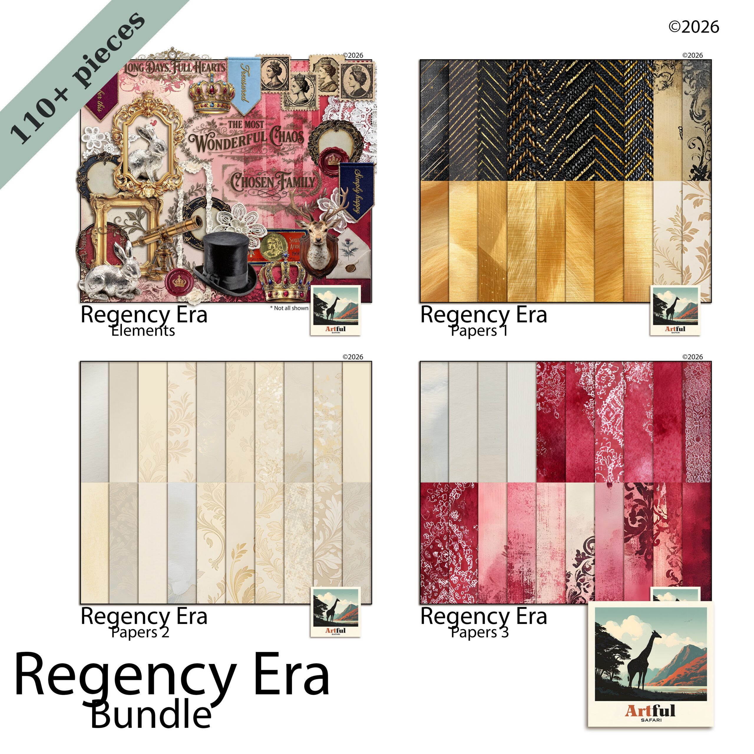 Jane Austen regency scrapbook junk journal kit with letters and roses
