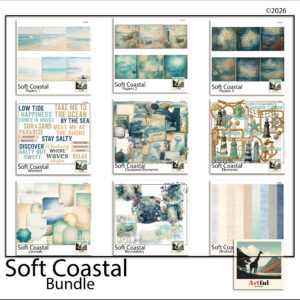 soft coastal digital paper digital scrapbook kit