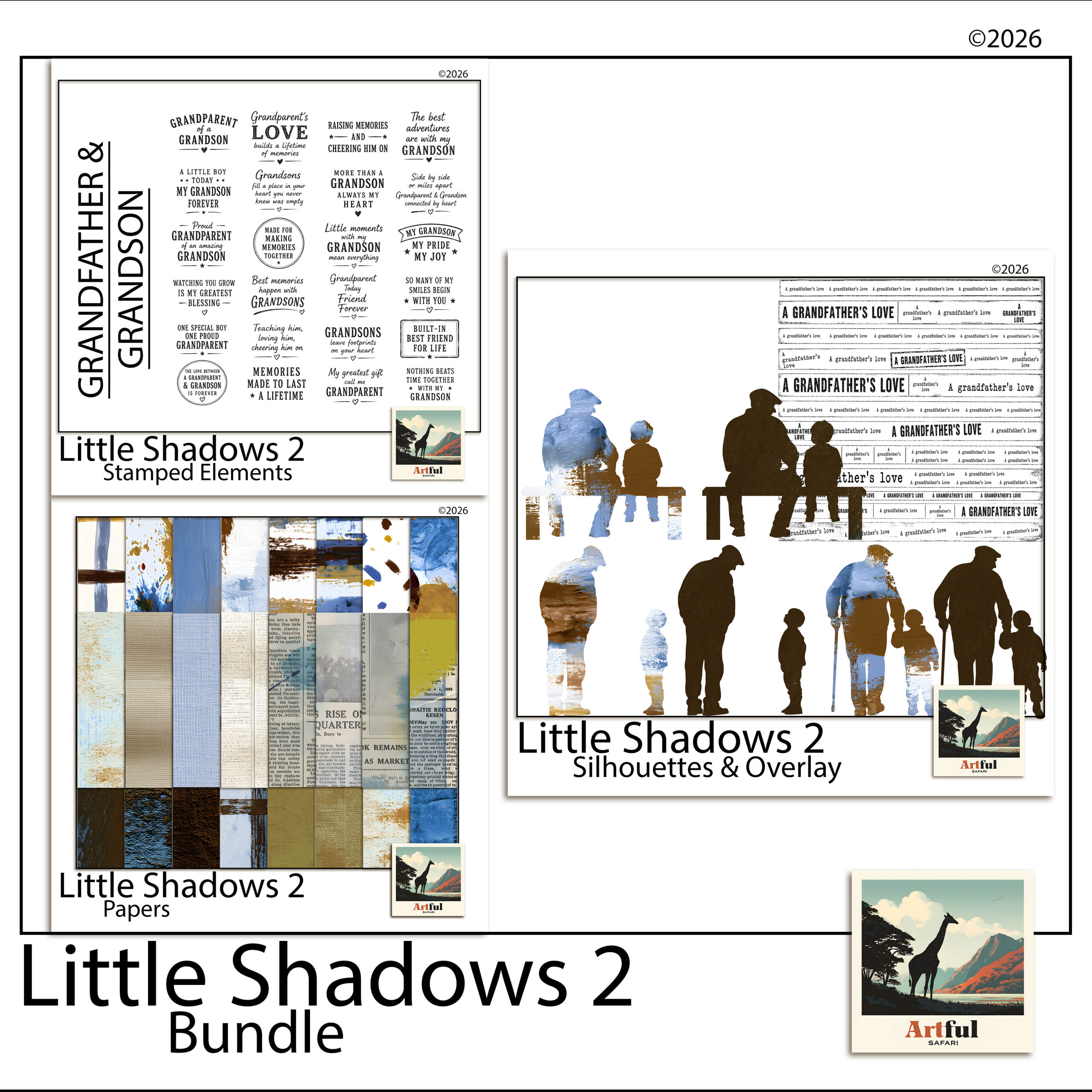 Little Shadows — Grandpa Grandson Digital Scrapbook Bundle