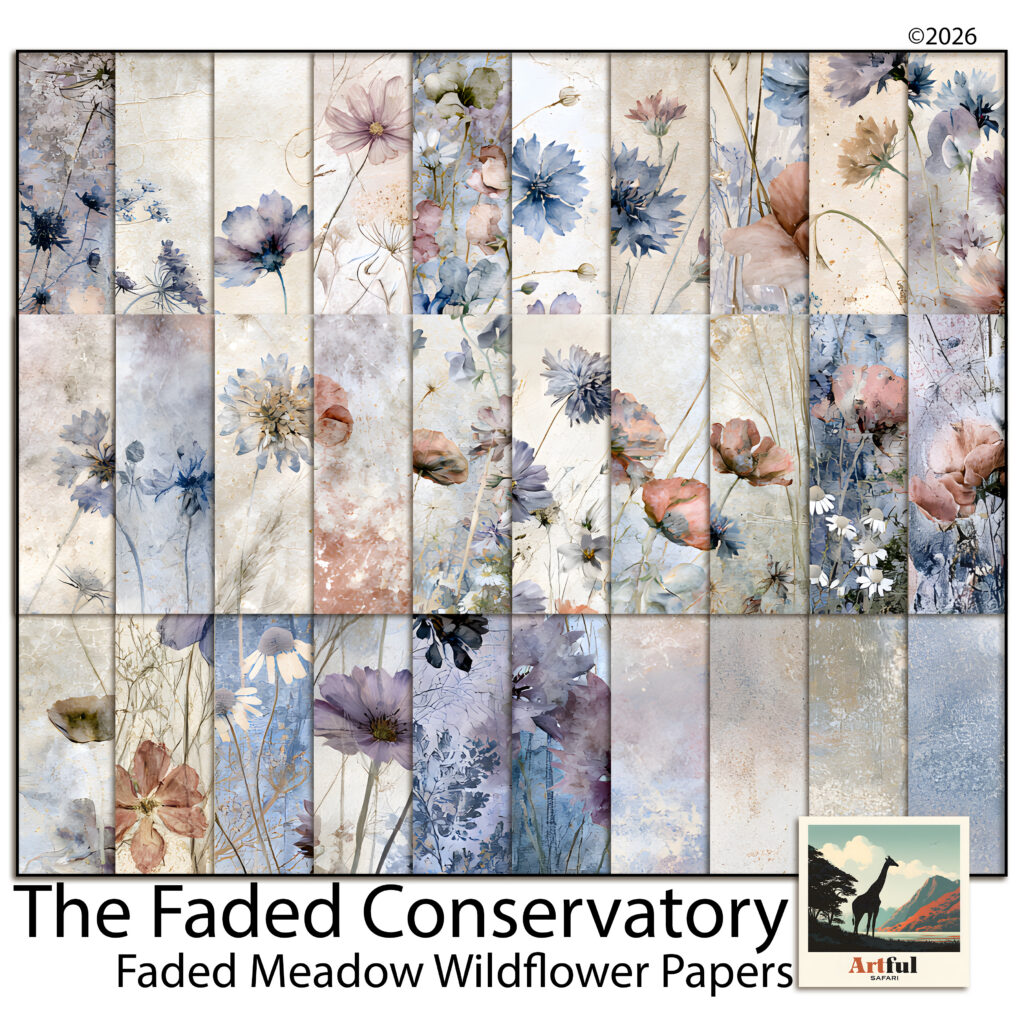 Faded Meadow Wildflowers - Watercolour Wildflower Paper Pack
