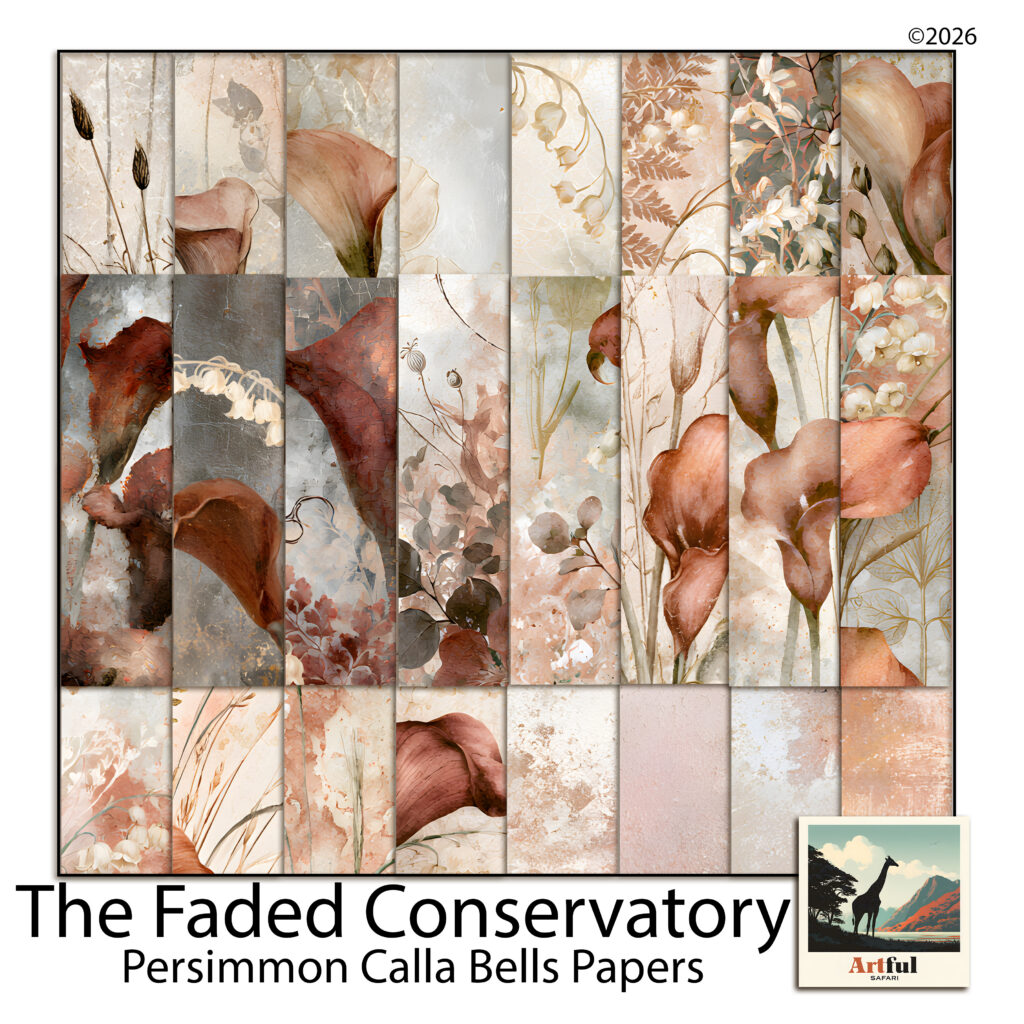 Persimmon Calla Bells - Burnt Orange Floral Scrapbook Paper