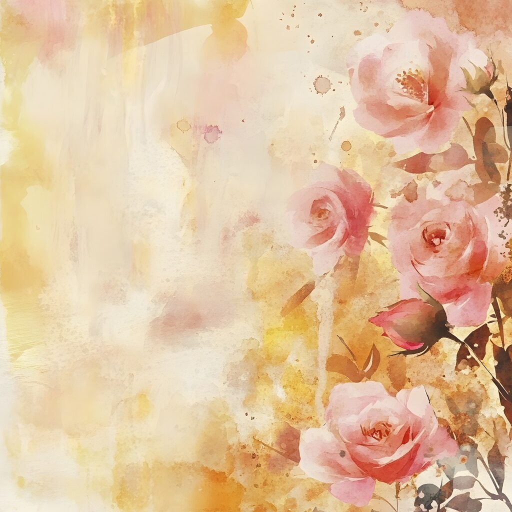 A digital wedding scrapbook page with soft blush florals framing one photo and the couple's vows set in a script font