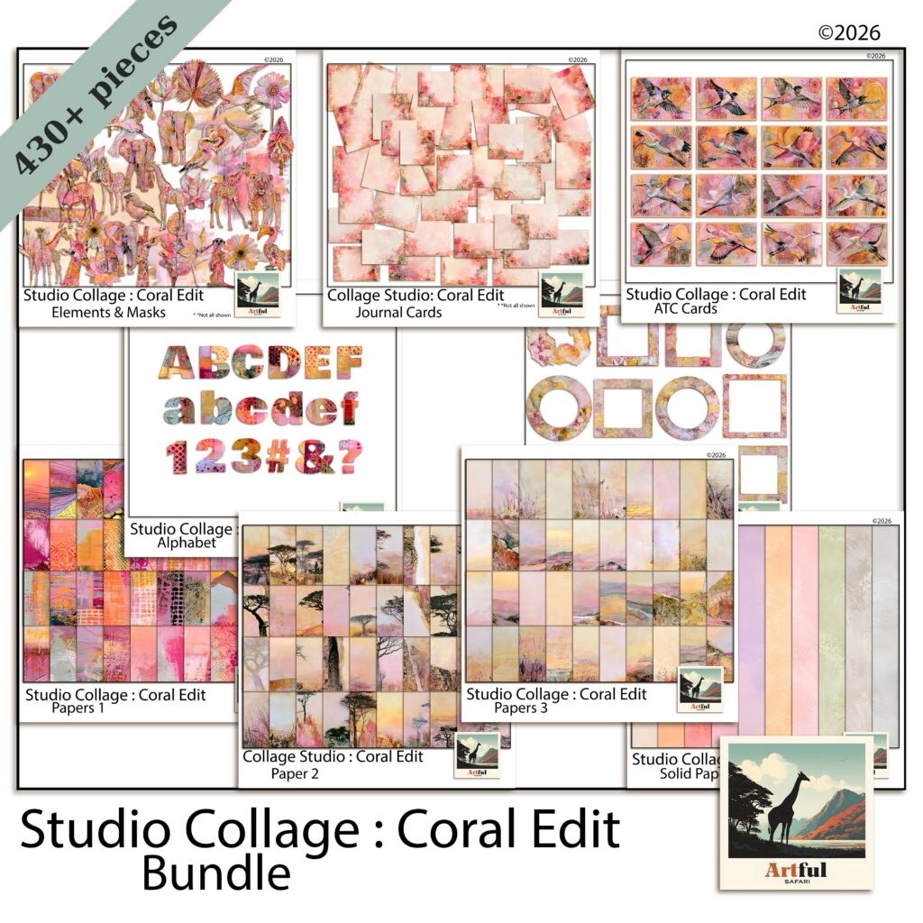 Safari Clipart Scrapbook Bundle with 16 ATC Cards – 437 Pieces