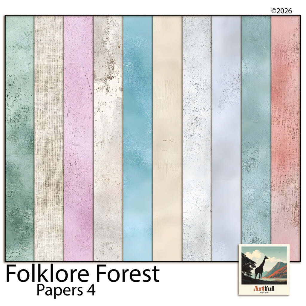 Folklore Forest Digital Scrapbook Papers 4 — Soft Pastel Textures