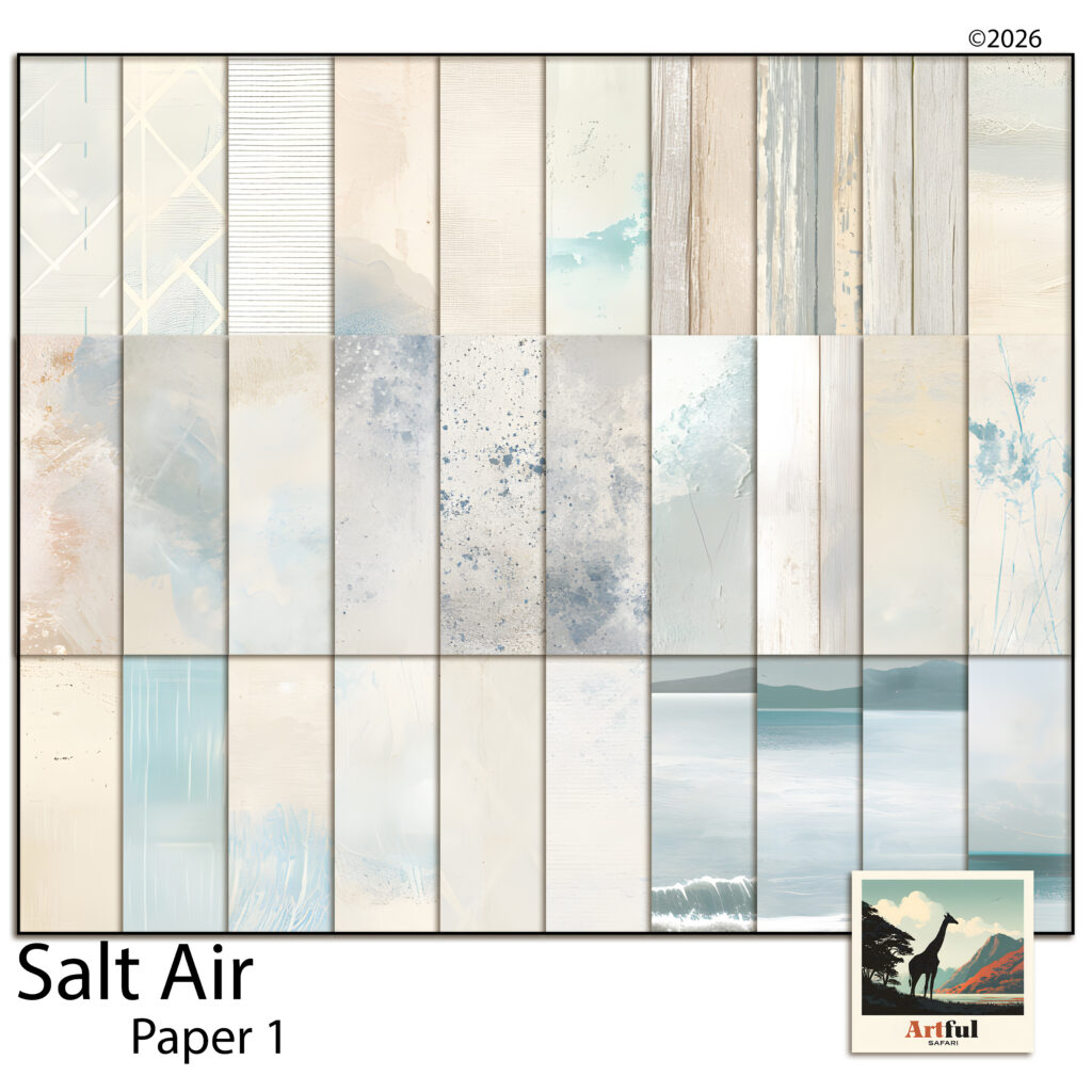 Beach Scrapbook Paper — Salt Air Misty Seascapes and Whitewashed Wood
