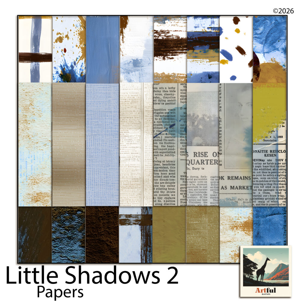 Little Shadows 2 Digital Scrapbook Papers — Newsprint and Paint
