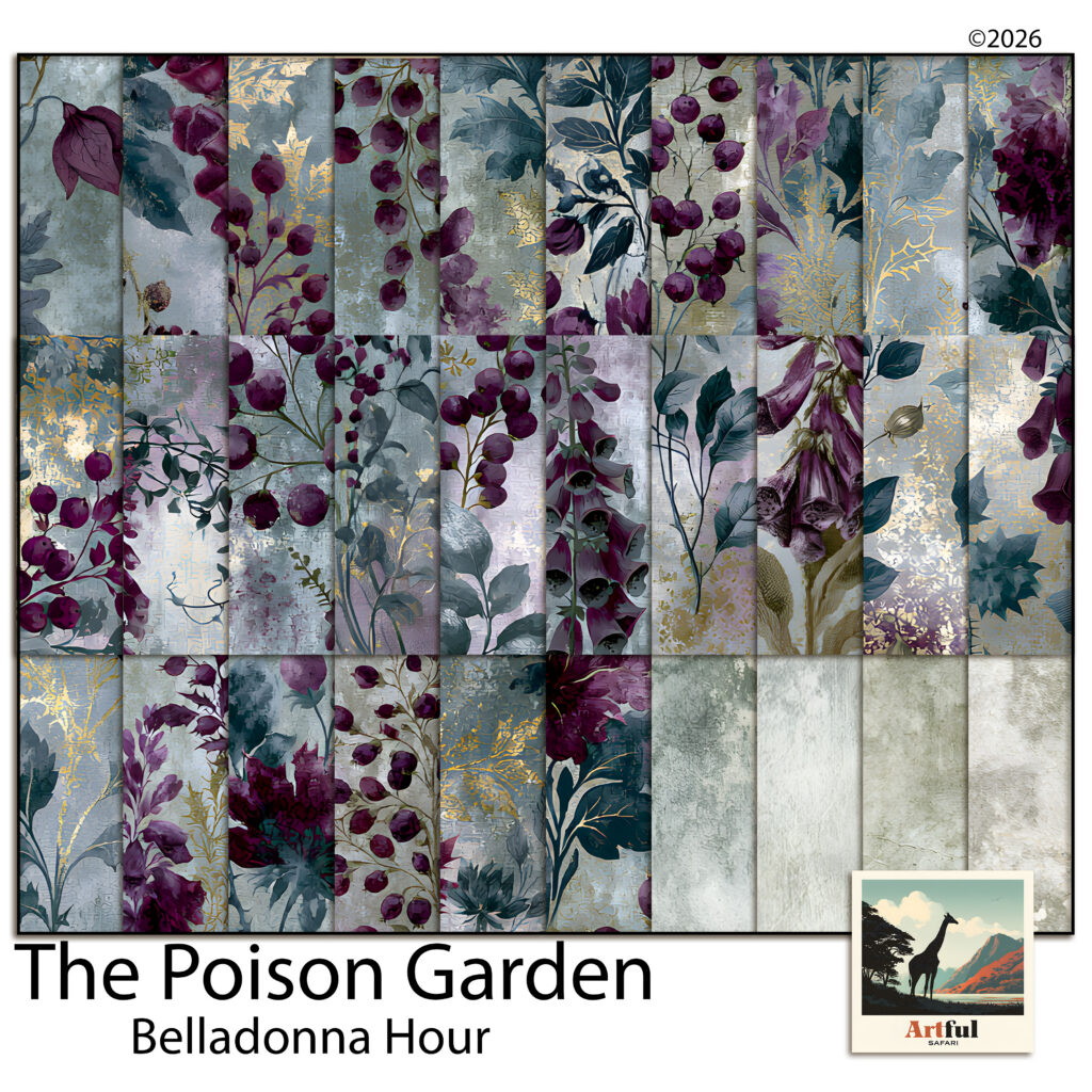 Dark Floral Background Papers — Belladonna Hour Gothic Botanical Scrapbook Kit