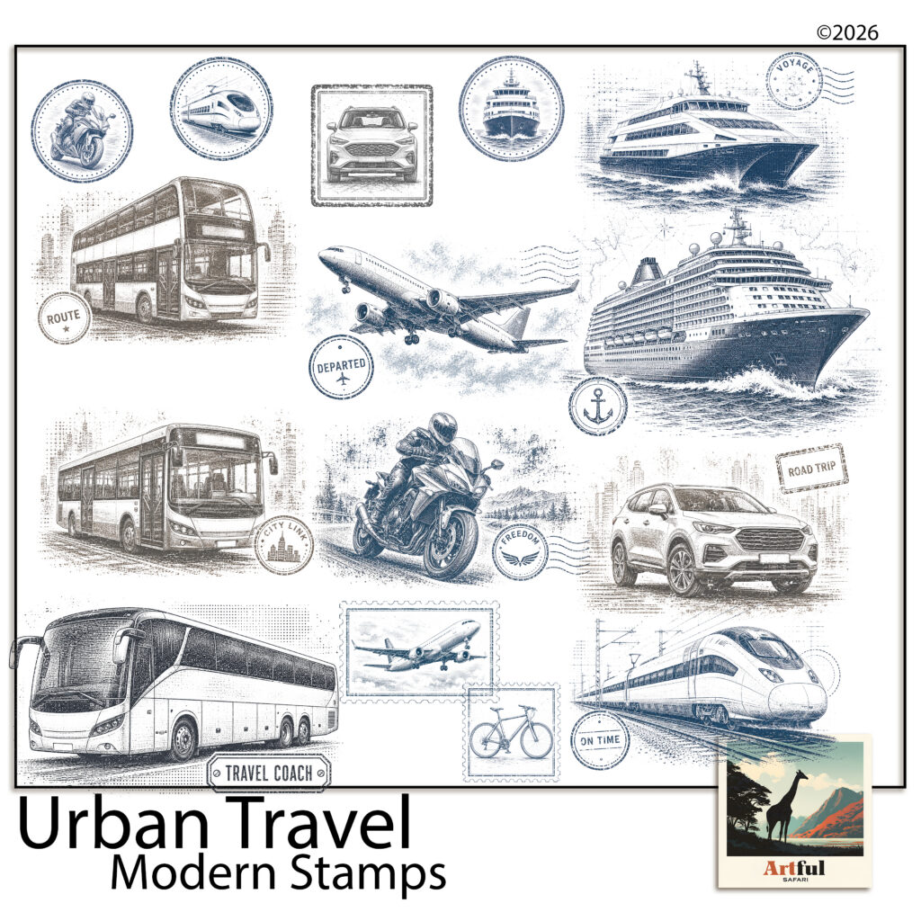 Urban Travel Modern Postage Stamps — Aeroplanes and Landmarks