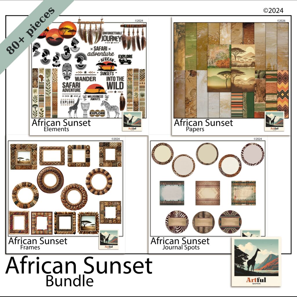 African Sunset Digital Scrapbook Bundle