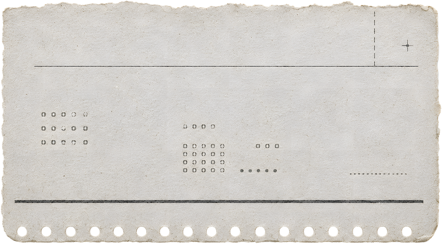 A perforated record card with ruled lines, an element from the Urban Travel range