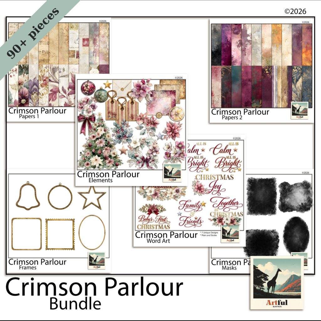Christmas Scrapbook Kit — Victorian Crimson Parlour Papers Bundle