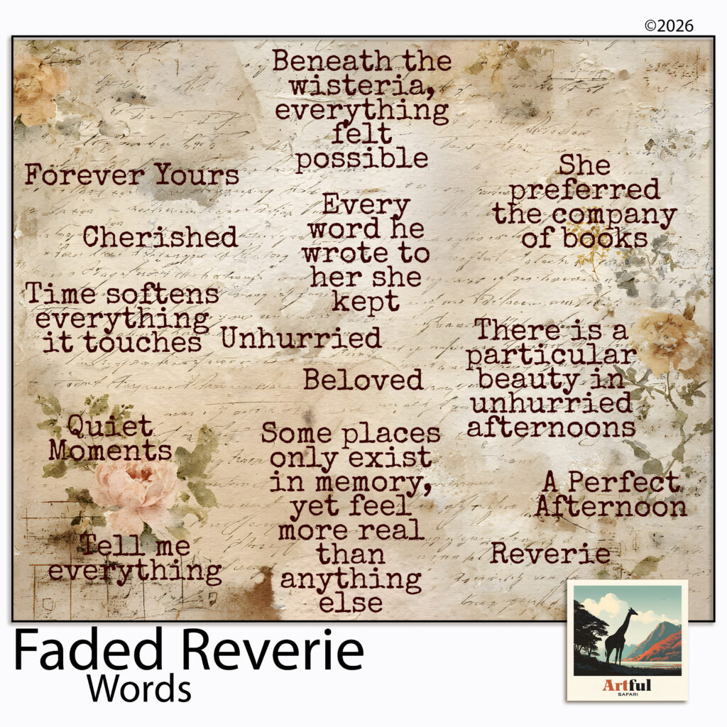 Faded Reverie Digital Scrapbook Word Art