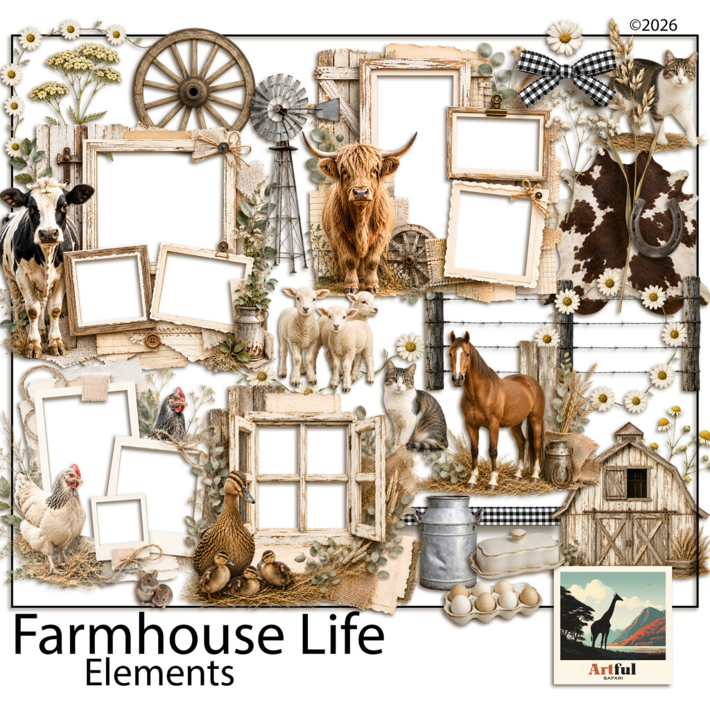 Farmhouse Barn Clipart Digital Scrapbook