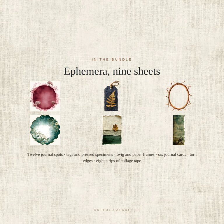 Nine sheets of printable ephemera