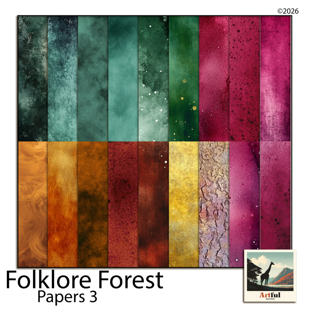 Folklore Forest Digital Scrapbook Papers 3 — Emerald Botanical