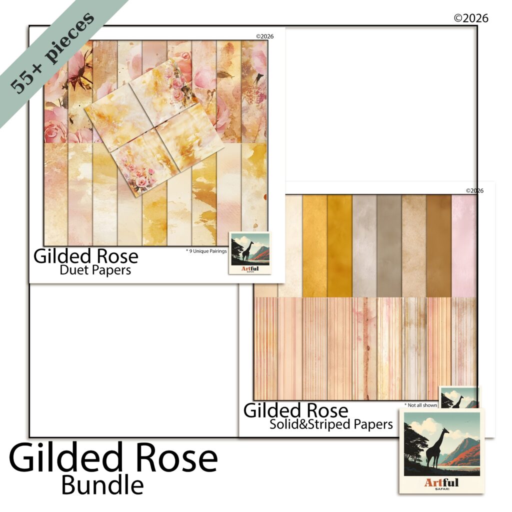 Wedding Scrapbook Kit — Gilded Rose Romantic Floral Papers Bundle