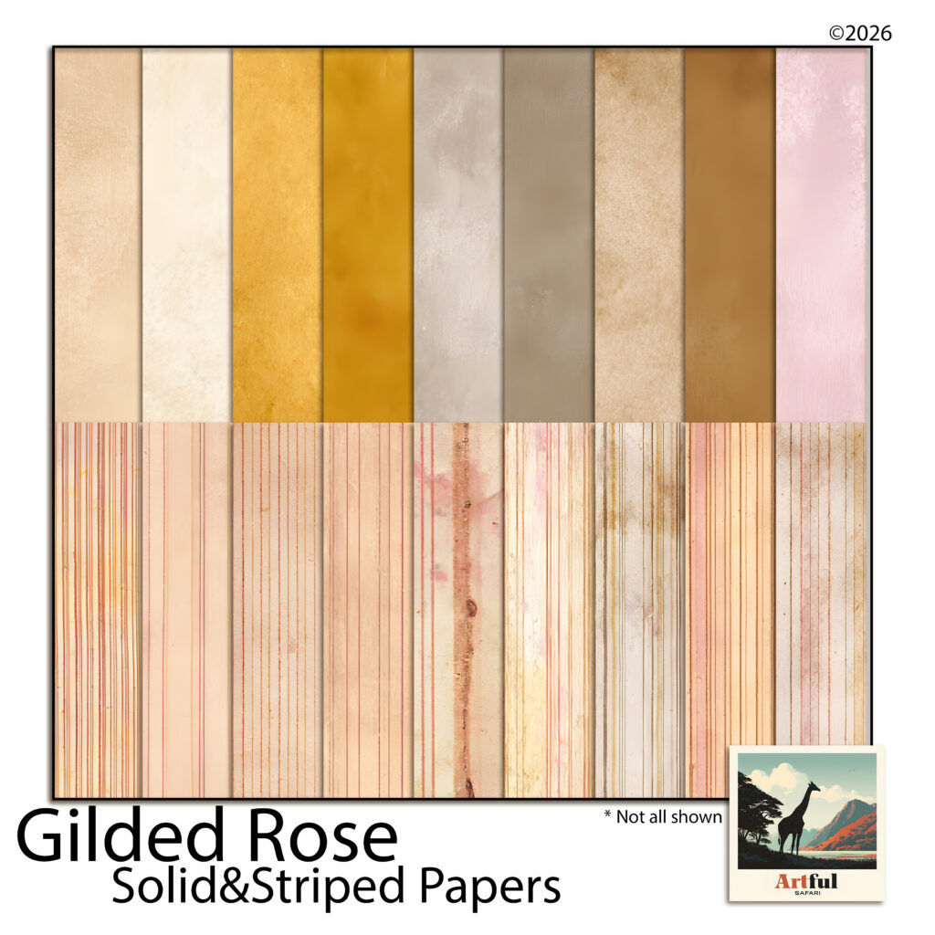 Gilded Rose Digital Scrapbook Papers