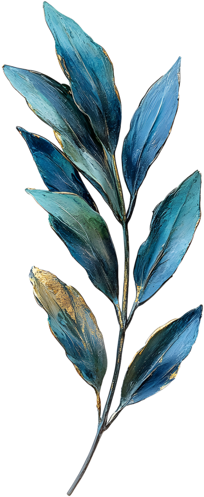 A cold-toned leaf element used to break up a vow page in a journal
