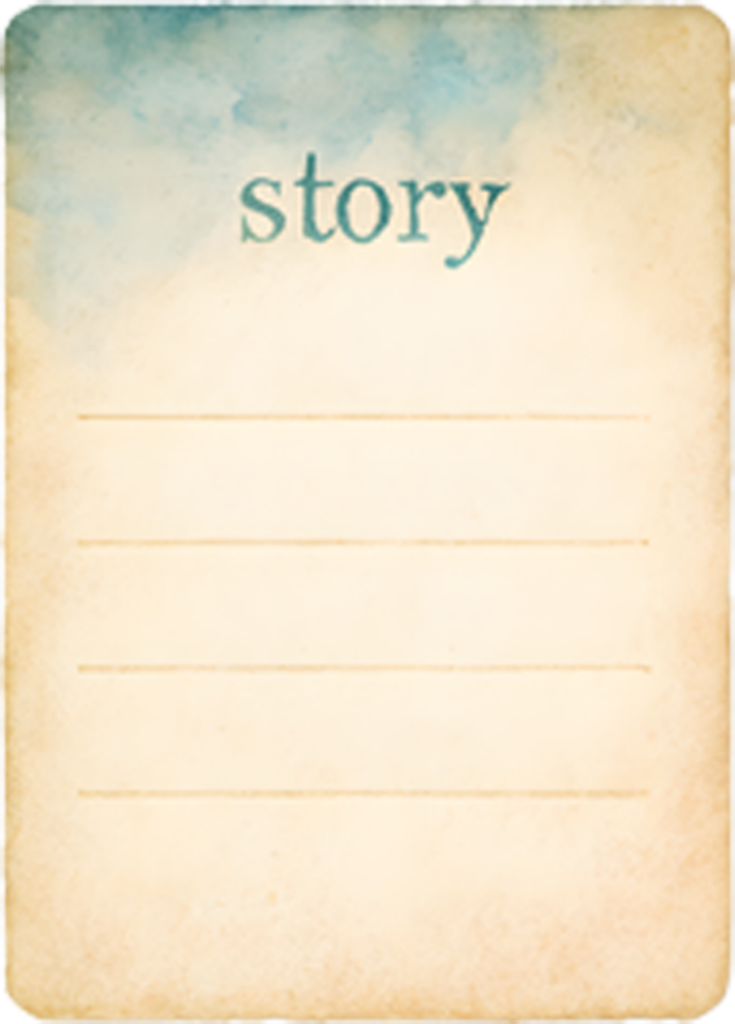 A lined journal card headed story, sized for one confidant in a Koriko ledger
