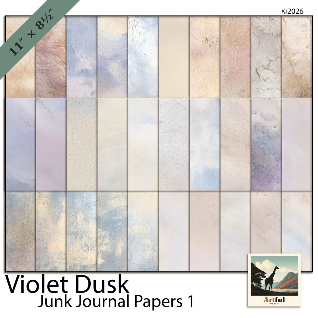 Violet Dusk Junk Journal Papers 1