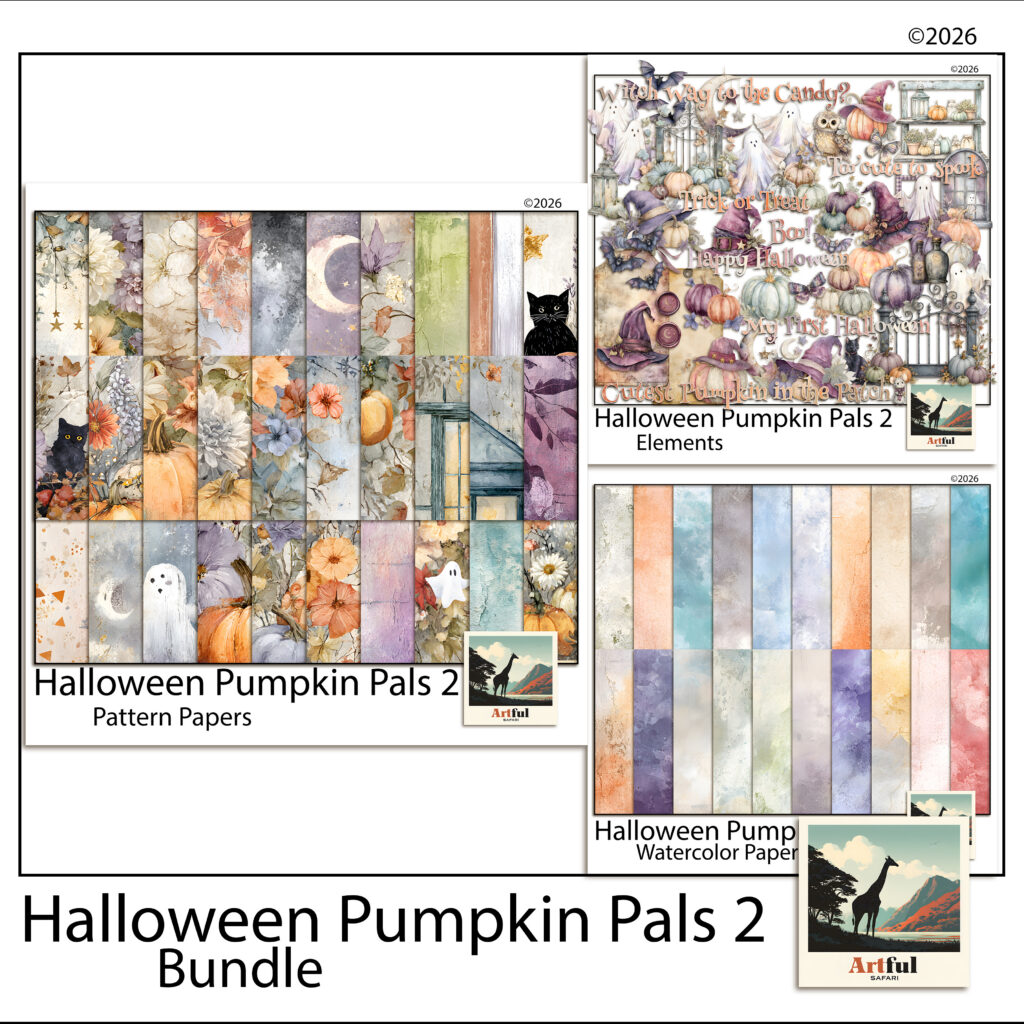 Halloween Pumpkin Pals 2 Bundle - Pastel Halloween Scrapbook Kit, 98 Pieces
