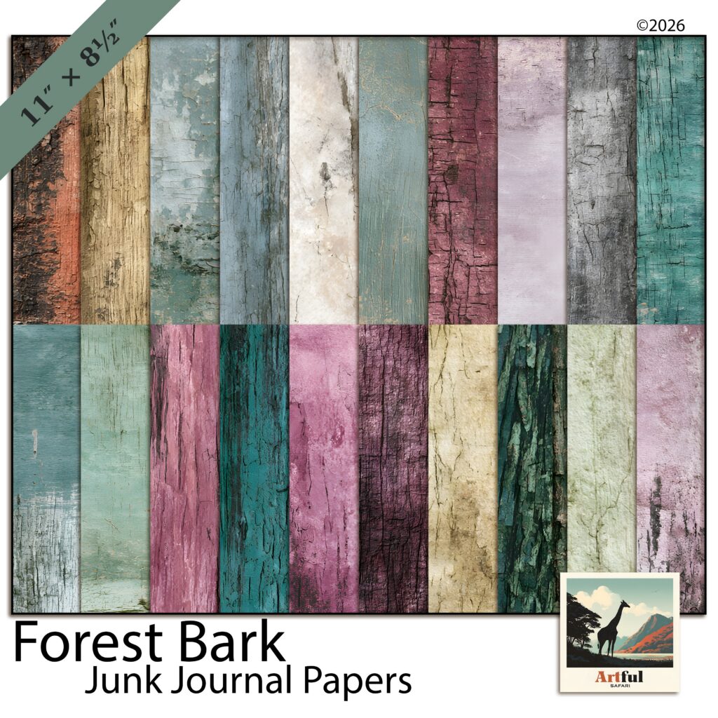 Bark Texture Junk Journal Papers - Forest Bark Rustic Wood Printable Kit