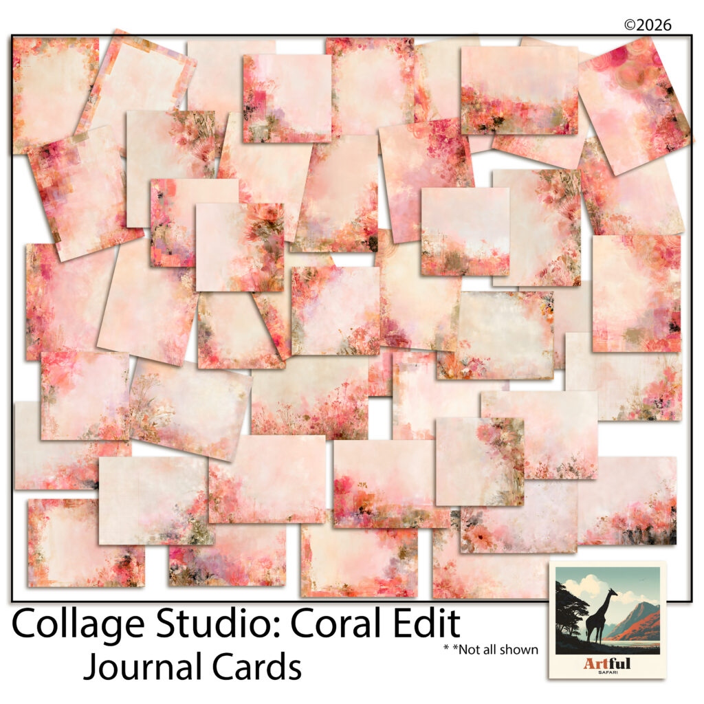 Coral Edit Journal Cards - 100 Printable Floral Pocket Page Inserts