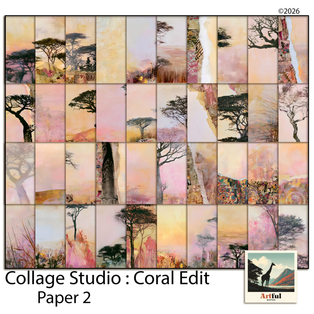 Safari Background Paper - Coral Edit Papers 2, 40 Printable Savannah Scrapbook Pages