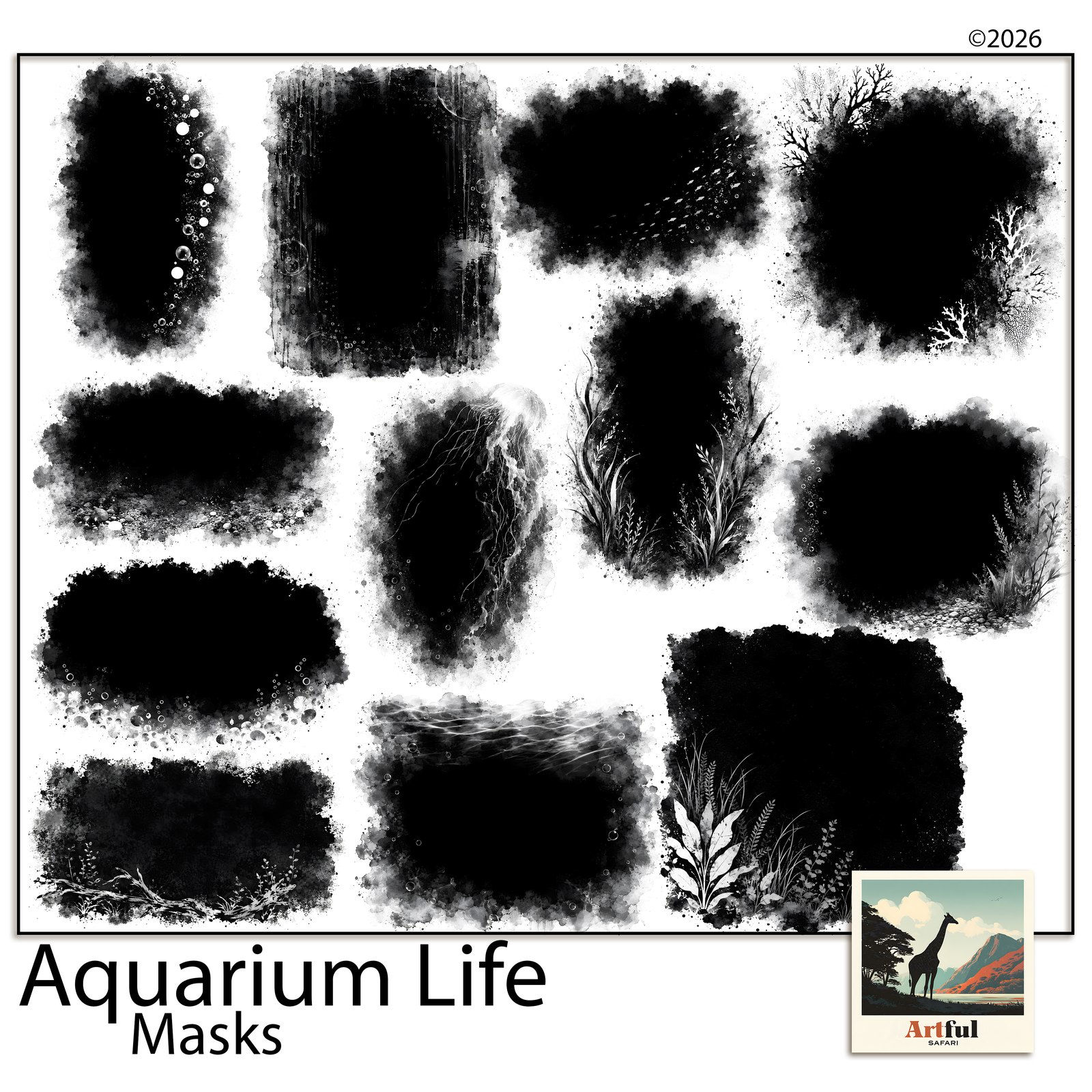 Aquarium Life Masks — included in Aquarium Life Bundle - Under the Sea Scrapbook Kit, 92 Pieces