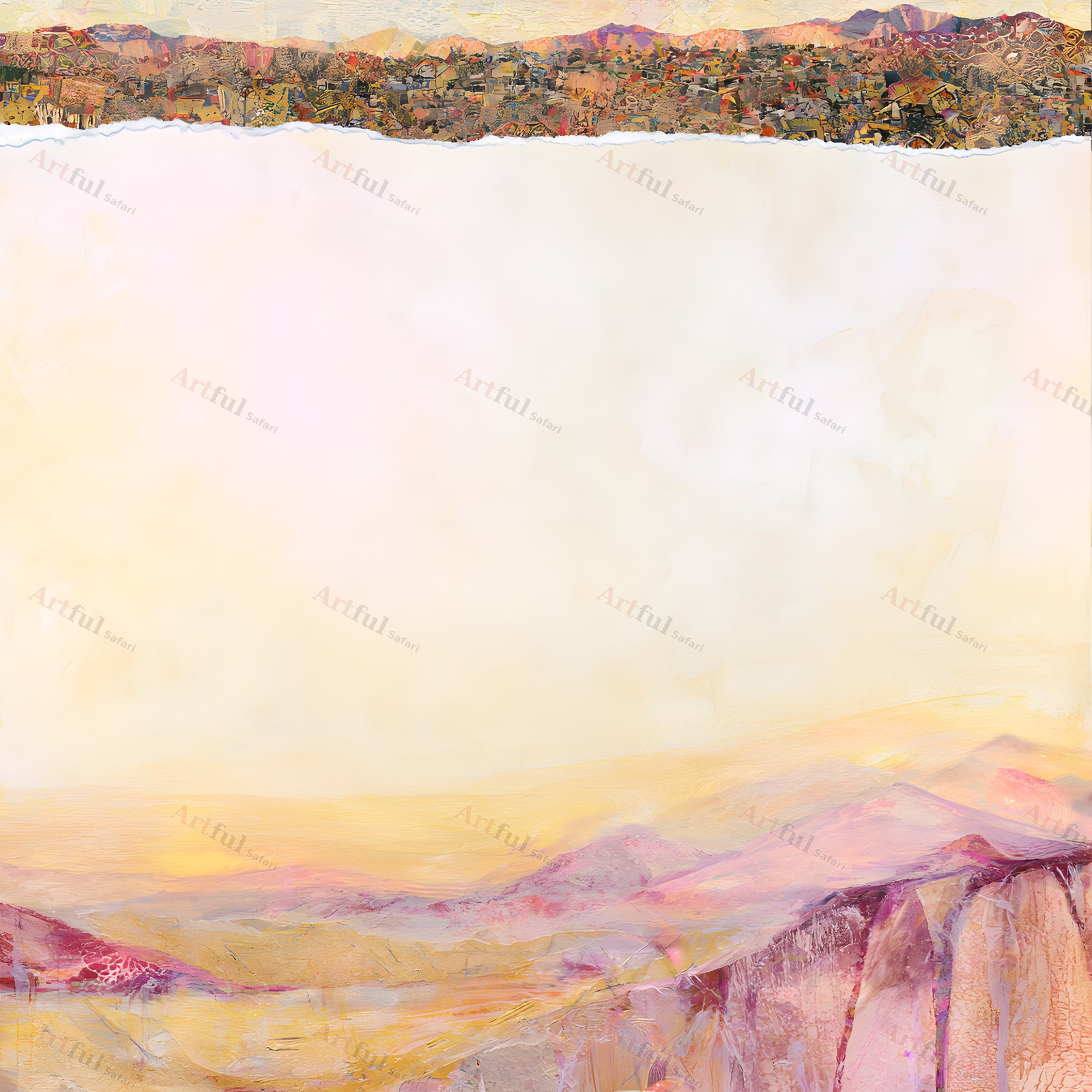 distant hills collage strip — included in Pastel Background Paper - Coral Edit Papers 3, 40 Printable Misty Landscape Scrapbook Pages