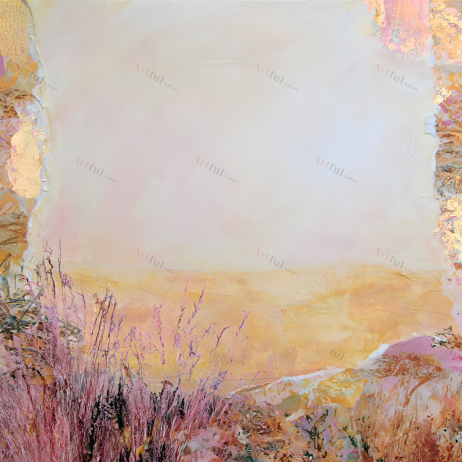 dried grasses gold leaf torn edge — included in Pastel Background Paper - Coral Edit Papers 3, 40 Printable Misty Landscape Scrapbook Pages