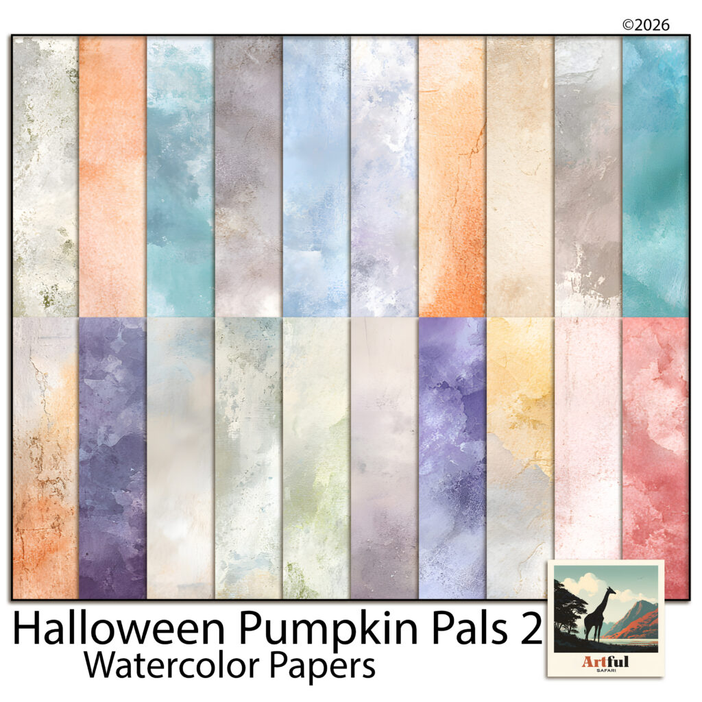 Halloween Pumpkin Pals 2 Watercolor Papers - Pastel Background Sheets, 20 Pieces